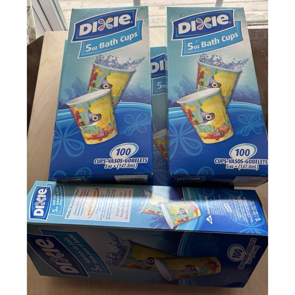 Dixie Bath Cups LOT of 5 Tropical Fantasy Fish 100 NOS Discontinued Beach House